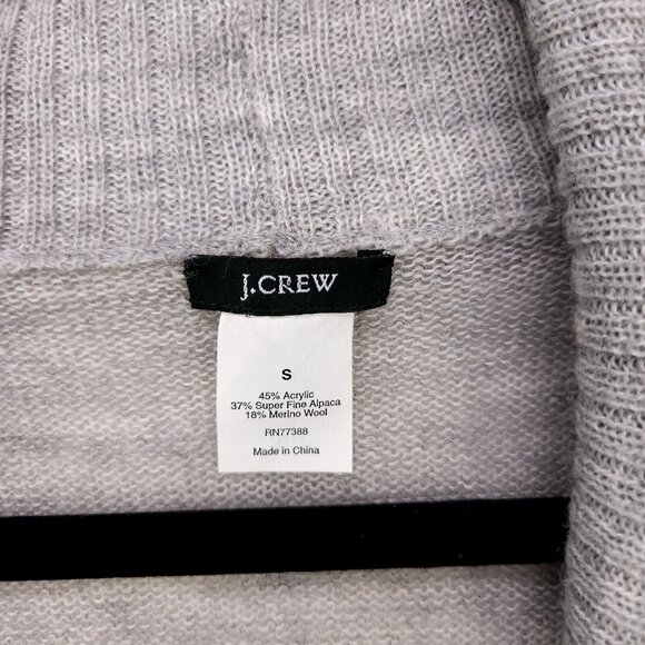 J Crew Fine Alpaca Merino Wool Cardigan Sweater Small Gray Button Up Pockets - Picture 5 of 10